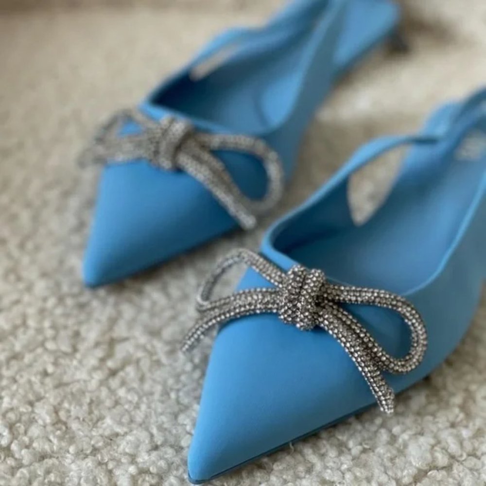 ZARA Embellished Bow Flat Mules - Picture 6 of 6